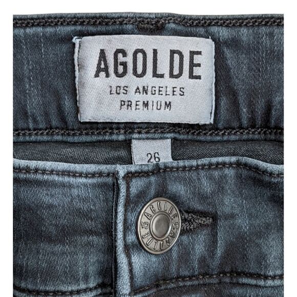 AGOLDE Sophie Hi Rise Skinny Ruthless Black Skinny Fit Distressed Jeans Size 26 - Picture 7 of 9